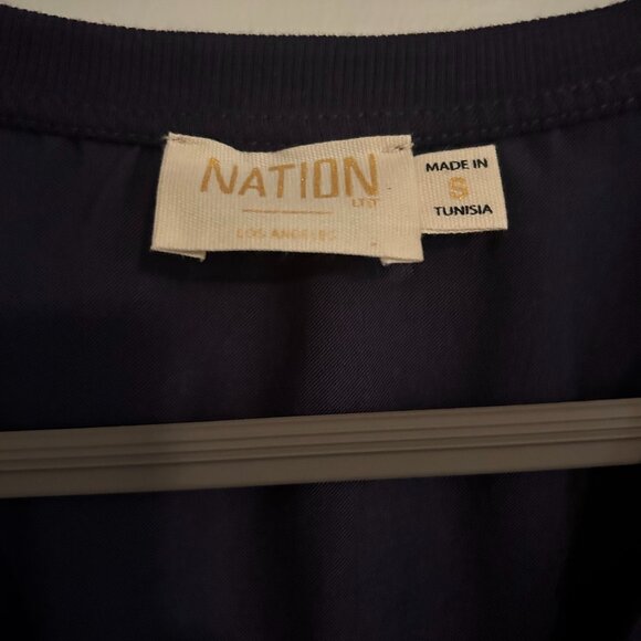 Nation Los Angeles Satin "June" Top in Navy Blue (S) - NEW with tags - Picture 8 of 8